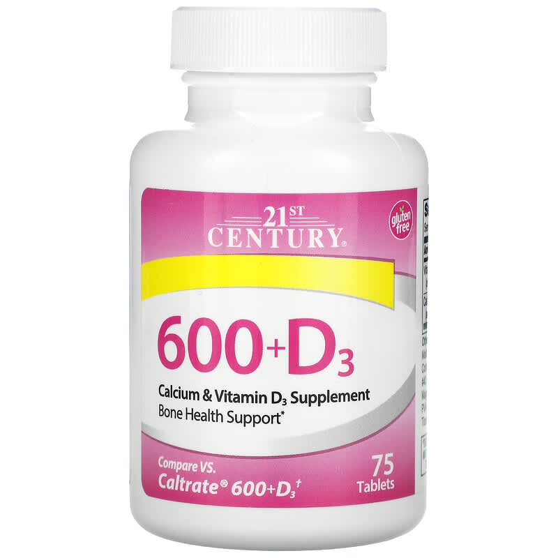 21st Century 600+D3 Calcium & Vitamin D3 Supplement 75 Tablets 1 21st Century 600+D3 Calcium & Vitamin D3 Supplement 75 viên 740985275290