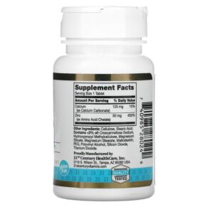 21st Century Chelated Zinc 50 mg 60 Tablets 740985280249