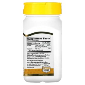 21st Century Folic Acid 800 mcg 180 Easy to Swallow Tablets 740985225639