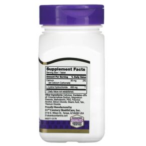 21st Century L-Lysine 600 mg 90 Tablets 740985210628