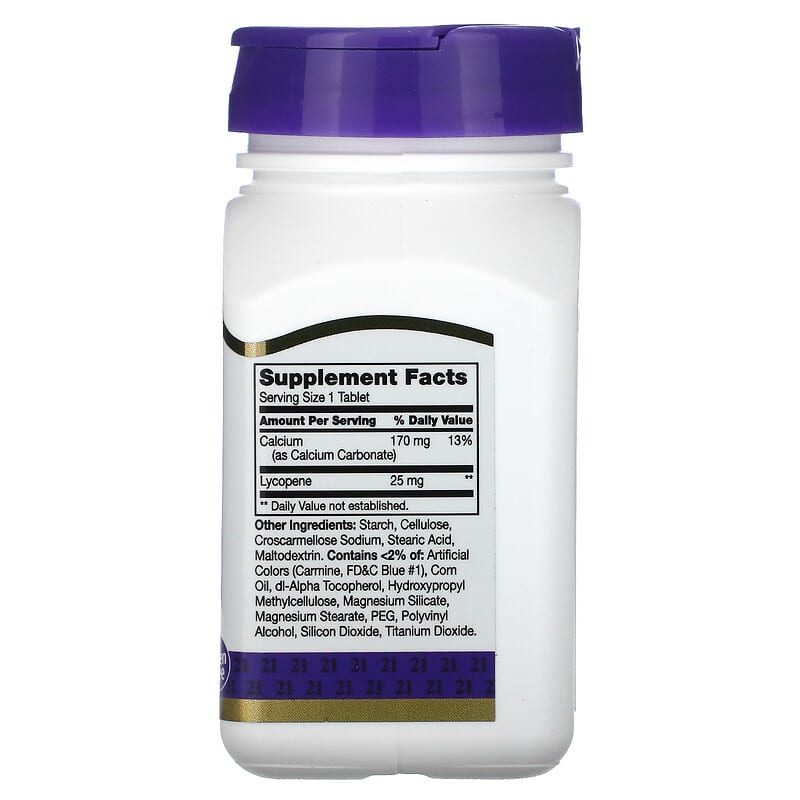 21st Century Lycopene 25 mg 60 Tablets 8 Thành phần vi chất 21st Century Lycopene 25 mg 60 viên 740985224007