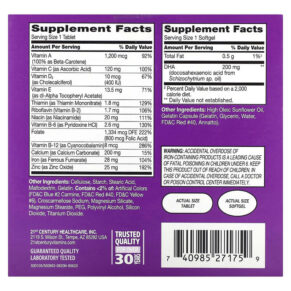 21st Century Prenatal Multivitamin Plus DHA 2 Bottles 60 Tablets / 60 Softgels 740985271759