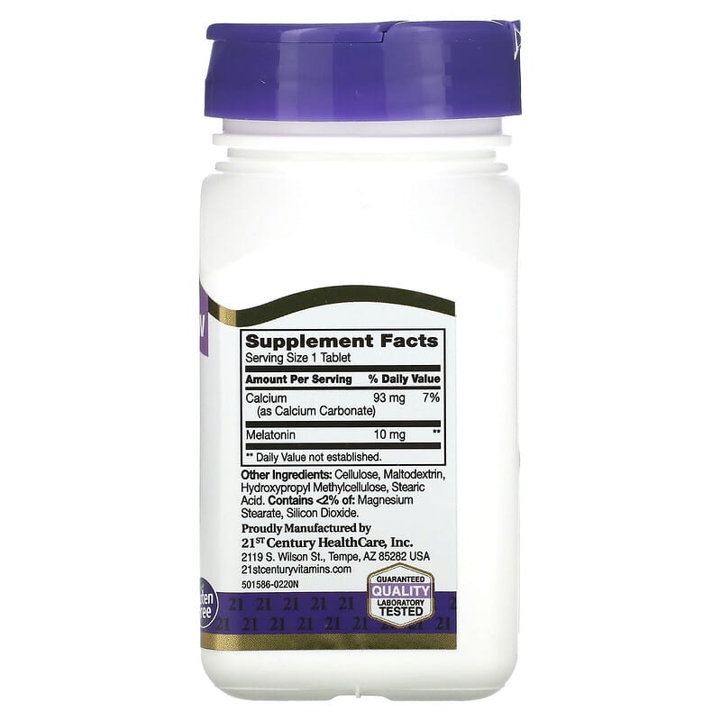 21st Century Prolonged Release Melatonin 10 mg 120 Tablets 8 Thành phần vi chất 21st Century Prolonged Release Melatonin 10 mg 120 viên 740985280287