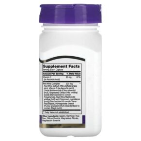 21st Century Resveratrol Red Wine Extract 90 Capsules 740985272855