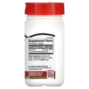 21st Century Vitamin D3 125 mcg 110 Rapid Release Softgels 740985280591