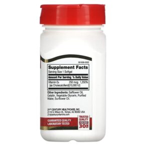 21st Century Vitamin D3 250 mcg (10.000 IU) 110 Rapid Release Softgels 740985280607