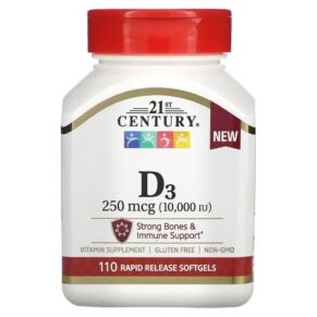 21st Century Vitamin D3 250 mcg (10.000 IU) 110 viên 740985280607