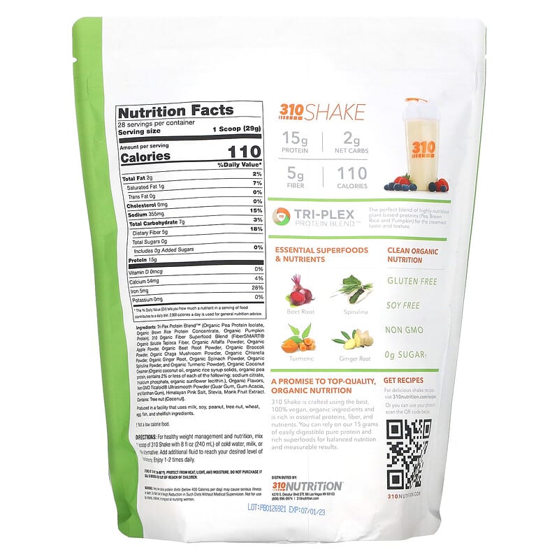 310 Nutrition Meal Replacement Shake Vanilla 28.6 oz (812 g) 8 Thành phần vi chất 310 Nutrition Meal Replacement Shake Vanilla 28.6 oz (812 g) 810018830458