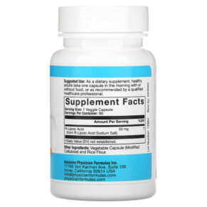 Advance Physician Formulas Inc. R-Lipoic Acid 50 mg 60 Vegetable Capsules 896996000427