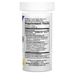 Advanced Naturals Ultimate FloraMax Advanced Care 100 Billion 30 Vegetable Capsules 631257121042