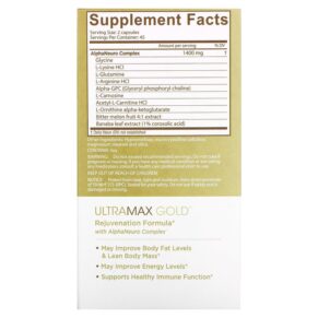 Ageless Foundation Laboratories UltraMax Gold with AlphaNeuro Complex 90 Veg Capsules 691546001400