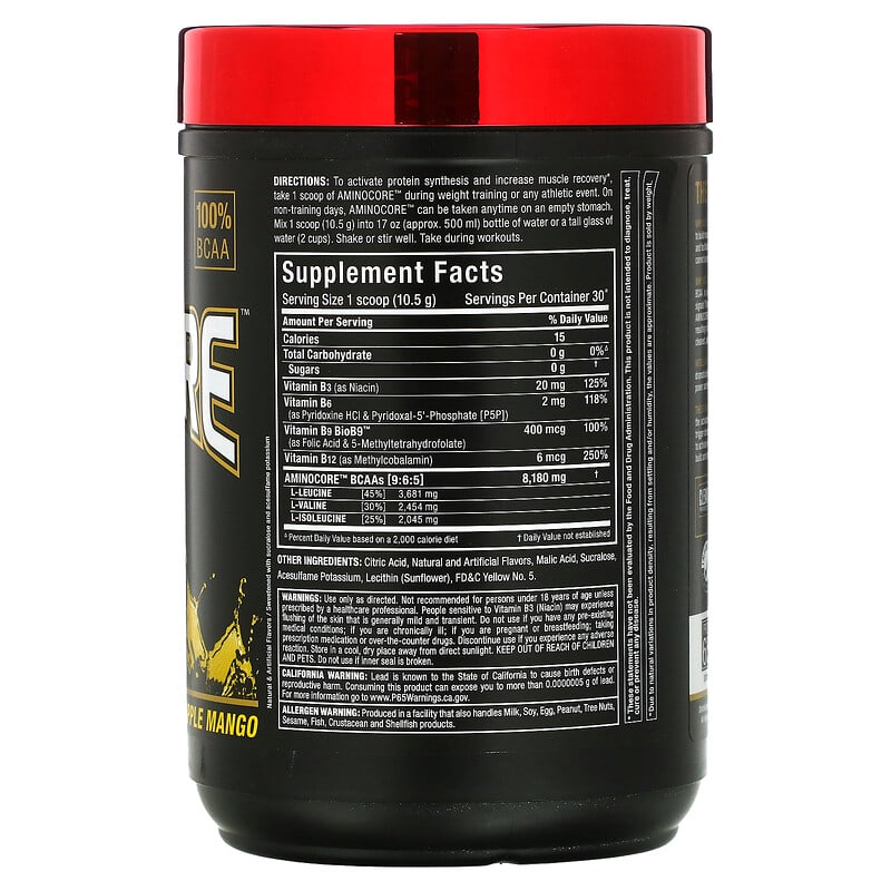 ALLMAX AMINOCORE BCAA Pineapple Mango 0.69 lb (315 g) 8 Thành phần vi chất ALLMAX AMINOCORE BCAA Pineapple Mango 0.69 lb (315 g) 665553228631