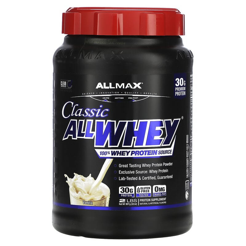 ALLMAX Classic AllWhey 100% Whey Protein Vanilla 2 lbs (907 g) 1 ALLMAX Classic AllWhey 100% Whey Protein Vanilla 2 lbs (907 g) 665553225081