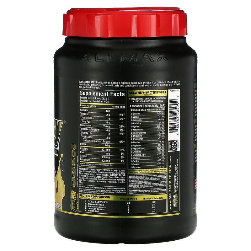 ALLMAX Gold AllWhey 100% Premium Whey Protein Chocolate Peanut Butter 2 lbs (907 g) 8 Thành phần vi chất ALLMAX Gold AllWhey 100% Premium Whey Protein Chocolate Peanut Butter 2 lbs (907 g) 665553224992