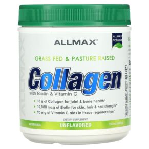 ALLMAX Grass Fed & Pasture Raised Collagen + Biotin & Vitamin C Unflavored 15.5 oz (440 g) 665553228402
