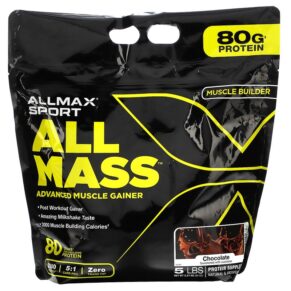 ALLMAX Sport All Mass Advanced Muscle Gainer Chocolate 5 lbs 2.27 kg (80 oz) 665553229263