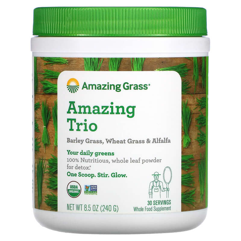 Amazing Grass Amazing Trio Barley Grass Wheat Grass & Alfalfa 8.5 oz (240 g) 1 Amazing Grass Amazing Trio Barley Grass Wheat Grass & Alfalfa 8.5 oz (240 g) 829835000753