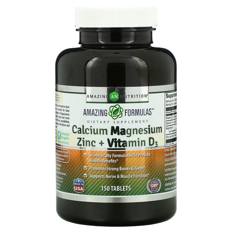 Amazing Nutrition Calcium Magnesium Zinc + Vitamin D3 150 Tablets 1 Amazing Nutrition Calcium Magnesium Zinc + Vitamin D3 150 viên 819209027868