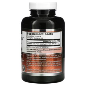 Amazing Nutrition L-Lysine 500 mg 250 Capsules 3 Amazing Nutrition L-Lysine 500 mg 250 Capsules 810180022668