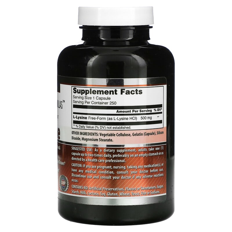 Amazing Nutrition L-Lysine 500 mg 250 Capsules 8 Thành phần vi chất Amazing Nutrition L-Lysine 500 mg 250 viên 810180022668