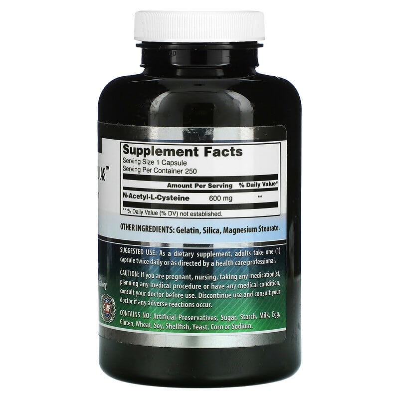 Amazing Nutrition NAC 600 mg 250 Capsules 8 Thành phần vi chất Amazing Nutrition NAC 600 mg 250 viên 810180026192