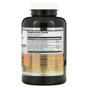 Amazing Nutrition Turmeric & Ginger with BioPerine 750 mg 180 Veggie Capsules 819209021637