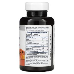 American Health Original Chewable Papaya Enzyme 250 Tablets 076630501040