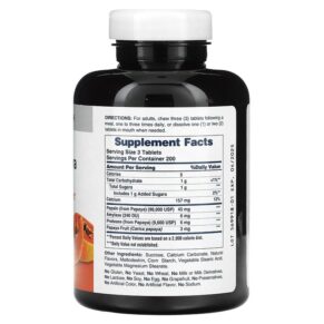 American Health Original Chewable Papaya Enzyme 600 Tablets 076630501057