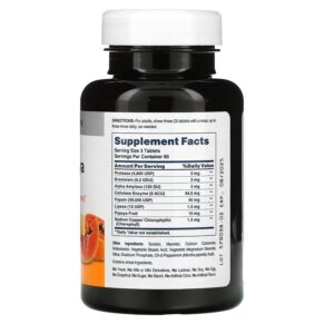 American Health Super Papaya Enzyme Plus Chewable 180 Tablets 076630502047