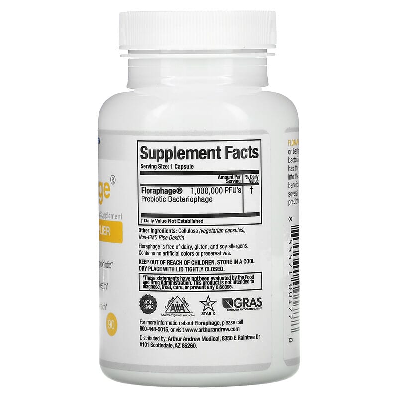Arthur Andrew Medical Floraphage Probiotic Multiplier 90 Capsules 8 Thành phần vi chất Arthur Andrew Medical Floraphage Probiotic Multiplier 90 viên 855571001778