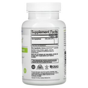 Arthur Andrew Medical Serretia Pure Serrapeptase 125.000 SPU 90 Capsules 855571001594