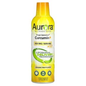 Aurora Nutrascience Mega-Liposomal Curcumin+ Organic Fruit 450 mg 16 fl oz (480 ml) 628504648049