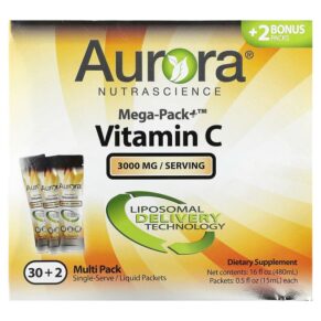 Aurora Nutrascience Mega-Pack+ Vitamin C 3.000 mg 32 Packs 0.5 fl oz (15 ml) 628504648179