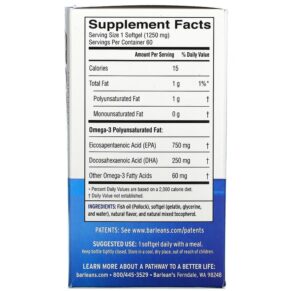 Barlean's Ideal Omega 3 Orange 1.000 mg EPA/DHA 60 Softgels 705875610193