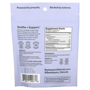 Beekeeper's Naturals Propolis Soothing Lozenges Elderberry 14 Lozenges 628055142638