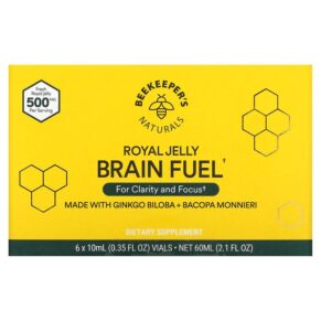 Beekeeper's Naturals Royal Jelly Brain Fuel 6 Vials 0.35 fl oz (10 ml) 628055142201