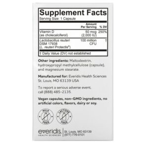 BioGaia Immune Active Protectis Capsules 2.000 IU 60 Probiotic Capsules 602359460414