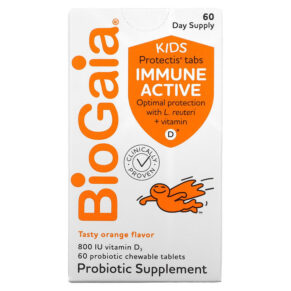 BioGaia Kids Immune Active + L. Reuteri + Vitamin D Orange 60 Probiotic viên 602359460407