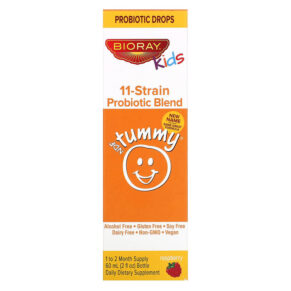 Bioray Inc. Kids NDF Tummy 11-Strain Probiotic Blend Raspberry 2 fl oz (60 ml) 736211465955
