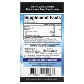 BioSchwartz Omega 3 Fish Oil Lemon 90 Softgels 737212751177