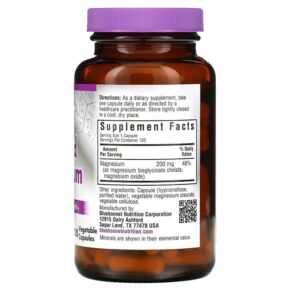Bluebonnet Nutrition Buffered Chelated Magnesium 120 Vegetable Capsules 743715006737