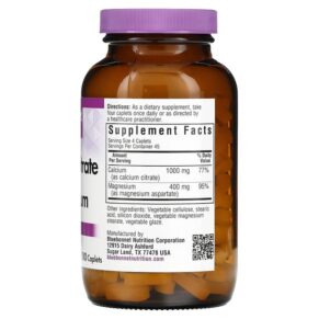 Bluebonnet Nutrition Calcium Citrate & Magnesium 180 Caplets 743715007185