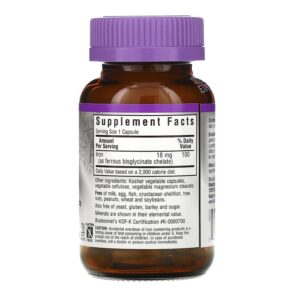 Bluebonnet Nutrition Chelated Iron 18 mg 90 Vegetable Capsules 743715007260