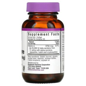 Bluebonnet Nutrition D. Salina Beta-Carotene 25.000 IU 90 Softgels 743715003163