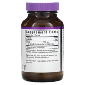 Bluebonnet Nutrition DMAE 100 mg 100 Vegetable Capsules 743715010901