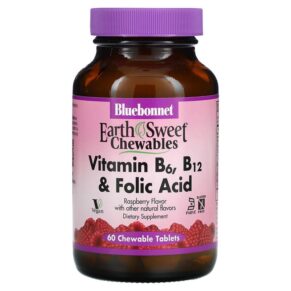 Bluebonnet Nutrition Earth Sweet Vitamin B6 B12 & Folic Acid Raspberry 60 viên 743715004450