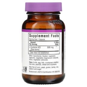 Bluebonnet Nutrition L-Cysteine 500 mg 60 Vegetable Capsules 3 Bluebonnet Nutrition L-Cysteine 500 mg 60 Vegetable Capsules 743715000384