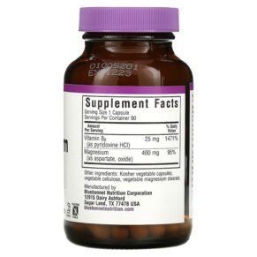 Bluebonnet Nutrition Magnesium & B6 90 Vegetable Capsules 743715007352