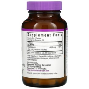 Bluebonnet Nutrition Magnesium Citrate 400 mg 60 Caplets 3 Bluebonnet Nutrition Magnesium Citrate 400 mg 60 Caplets 743715007291