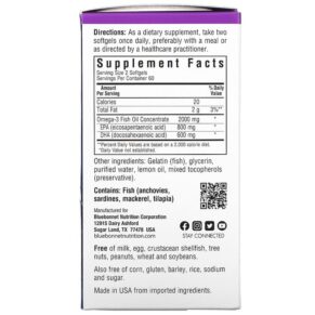 Bluebonnet Nutrition Omega-3 Fish Oil Heart Health Lemon 120 Softgels 743715009431